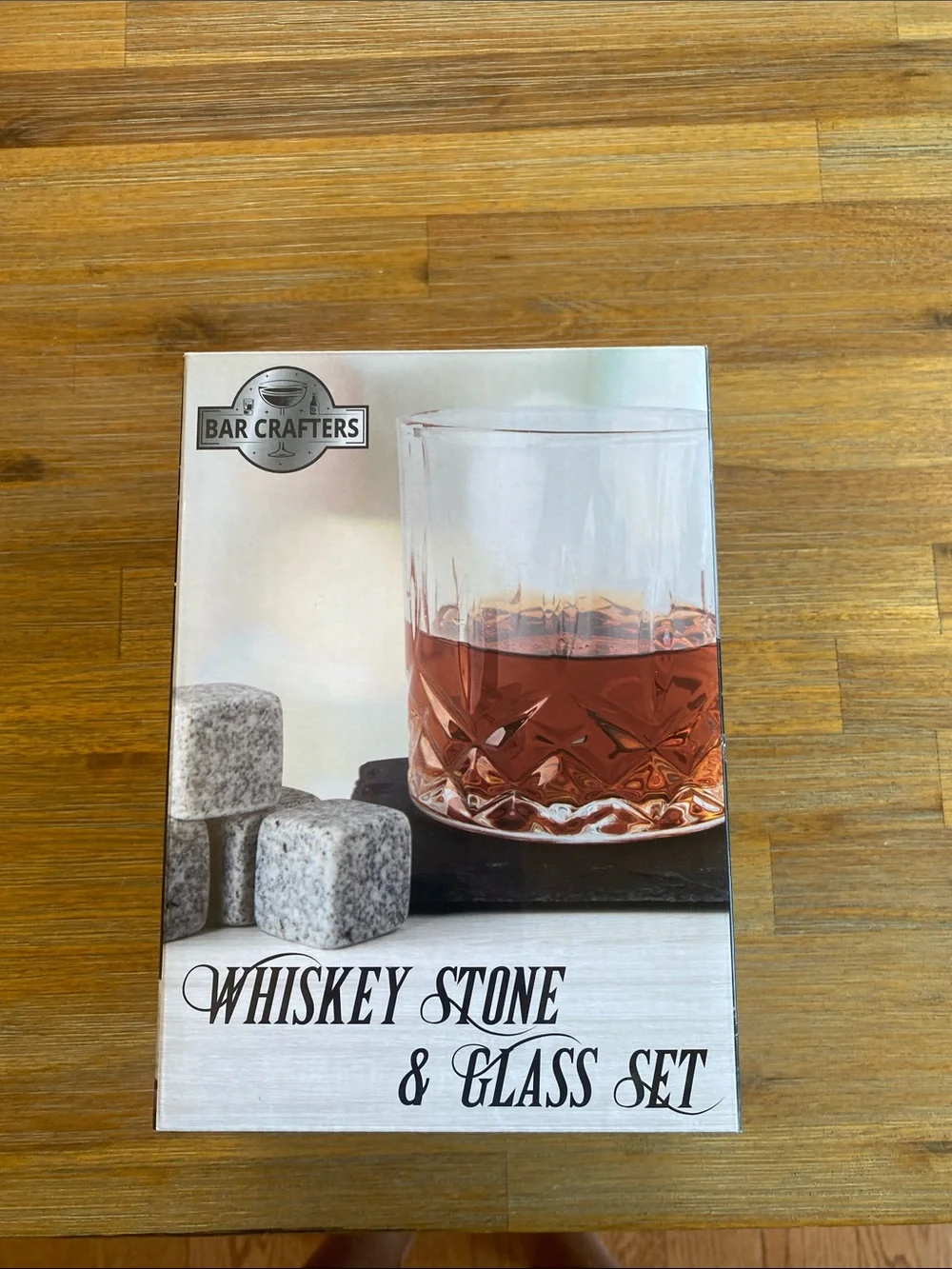 Whiskey Stone & Glass Set - Gray Whiskey Stones with Clear Glass. NIP